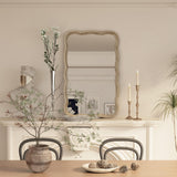 COZAYH Curved Wood Frame Accent Mirror, Farmhouse French Country Decorative Wall Mirror, Rectangle 23.5”L x 38”W, Natural COZAYH