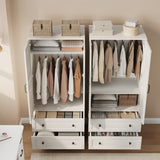 GarveeHome Armoire Wardrobe Closet with 2 Drawers,72 in Wooden Wardrobe Cabinet with Hanging Rod, Tall Clothing Armoire Cabinet with Doors and 18 Adjustable Shelves for Bedroom, Clothes, Rustic White GarveeHome