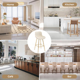 SIZOTA 3 Piece Pub Dining Set, Modern Round Bar Table and Chairs for 2, 30" Counter Height Barstools and Glass Kitchen Table Set, 31" Small Dining Table with 2 Stools(Beige) SIZOTA