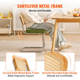 VEVOR Rattan Dining Chairs Set of 2, Mid Century Modern Dining Chair, Upholstered Velvet Accent Chair with Rattan Back, Retro Dining Room Kitchen Chair for Living Room, Bedroom (18.1 Inch) VEVOR