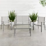 Best Choice Products 4-Piece Outdoor Textilene Patio Conversation Set, Backyard Furniture w/Loveseat, Coffee Table, Steel Frame - Gray/Gray Best Choice Products