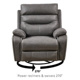 ROYALSON Dual OKIN Motor Power Recliner Chairs Swivel Rocker Recliner with One-Key Reset Button for Elderly Nursery Infinite Position, Power Headrest and USB Port,Faux Leather (Grey) ROYALSON