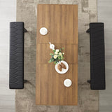 STHOUYN 63”-79” Extendable Dining Room Table for 6 8 10, Modern Farmhouse Wooden Kitchen Expanding Table, Long Large Expandable Dining Room Conference Table (Walnut) STHOUYN