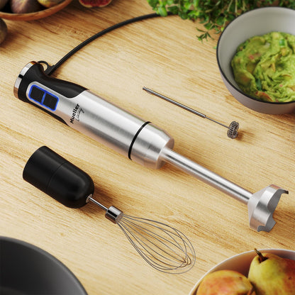 Mueller Immersion Blender Handheld - 8 Speed Stainless Steel Electric Hand Blender, 3 in 1 Emulsion Blender Handheld with Turbo Mode, Stick Blender Emulsifier for Kitchen for Soup, Smoothie, Puree