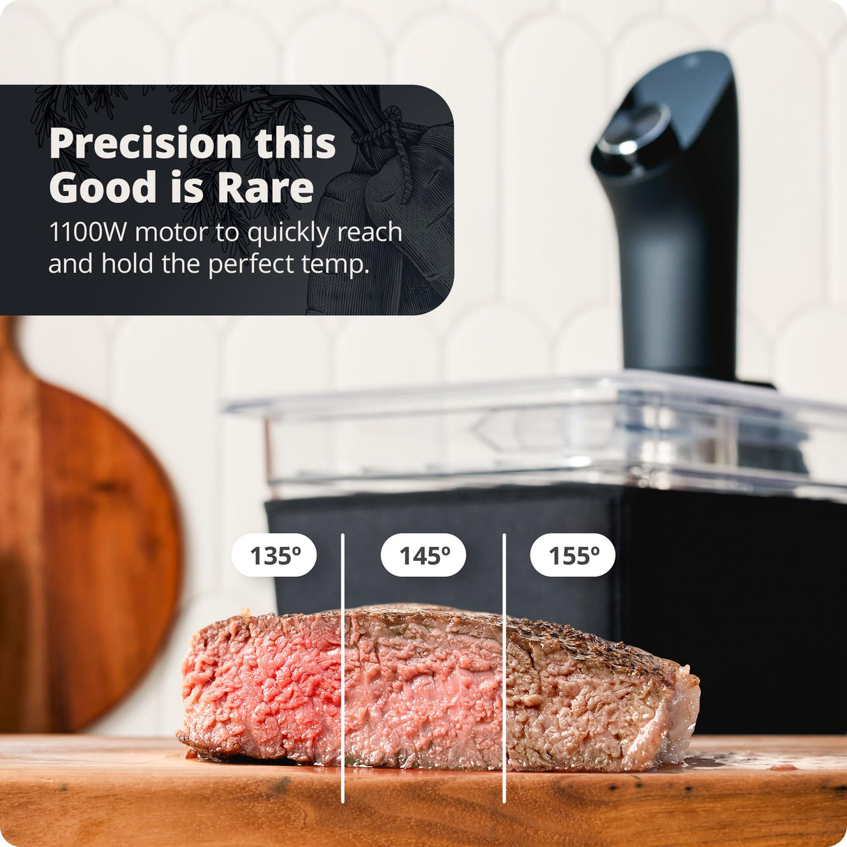 Greater Goods Kitchen Sous Vide Machine - Precision Cooker, Immersion Circulator, Brushless Motor, 1100 Watts (Onyx Black) Greater Goods