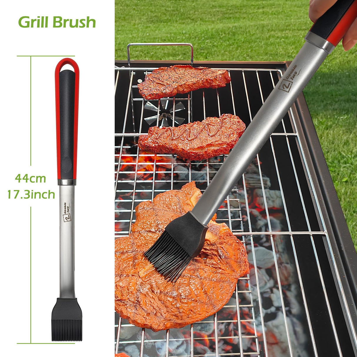 Double Two | 4-PCS BBQ Tool Set, BBQ Tong&Fork&Spatula&Brush, BBQ Grill Accessories, Grill Tools, BBQ Tools, BBQ Tool Set, BBQ Utensils for Grill, Grill Set Kit, Grill Accessories for Outdoor Grill 2 DOUBLE TWO