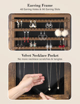 Nicetree Jewelry Cabinet Armoire with 2 Drawers, Lockable Standing Jewelry Mirror Cabinet, Full Length Mirror with Jewelry Storage, Rustic Brown Nicetree