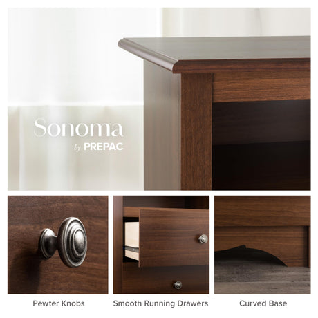 Prepac Sonoma Traditional 5-Drawer Tall Dresser for Bedroom, Functional Bedroom Dresser Chest of Drawers 16" D x 31.5" W x 45.12" H, Cherry, CDC-3345 Prepac