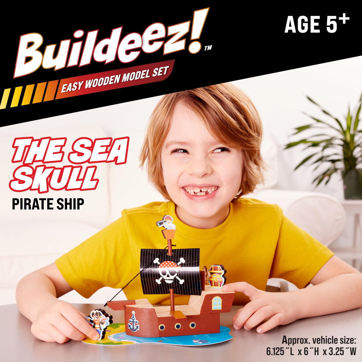 Creativity for Kids Buildeez! Easy Wooden Model Set: Pirate Ship, Sea Skull - DIY Arts & Crafts Kit, STEM Toys and Gift for Kids, Boat Toys for Boys (Ages 5+) Creativity for Kids