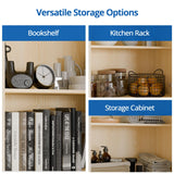 Cozy Castle Tall Oak Pantry Storage Cabinet with 4 Doors, Sliding Drawer, and Adjustable Shelves Cozy Castle