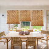 Outdoor Bamboo Roller Shades Blinds for Patio Waterproof Privacy Bamboo Roll Up Shade 70% Blackout Bamboo Blinds for Garden Porch Anti-UV Custom 20 26 38 46 62 70 72 79" Easy to Install Bamboo Curtain WQbhryllya
