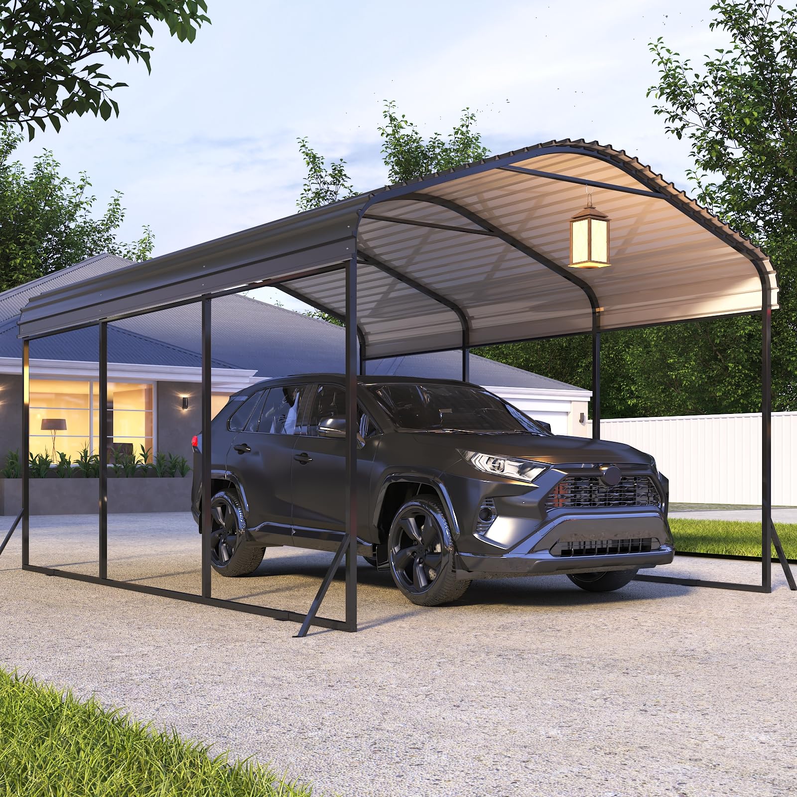 IWDOO 10x15 FT Metal Carport, Heavy Duty Carports Canopy with Enhanced Base, Galvanized Steel Roof and All-Metal Frame, Car Ports Kits for Outdoor, Garage Car Shelter Shade for Car, Truck and - WoodArtSupply