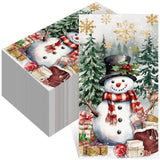 100 Pcs Christmas Guest Napkins 2 Ply Snowman Disposable Paper Napkins for Decoupage Snowflake Elk Xmas Tree Decorative Winter Christmas Cocktail Guest Hand Towel for Party Table Dinner Bathroom Janlaugh