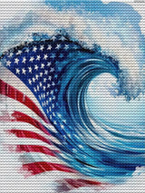 IPISSOI Wave with an American Flag Diamond Painting Art Kit for Adults DIY Diamond Art Painting Full Drill Round Gem Art for Crafts Wall Decor 12x16 Inch IPISSOI