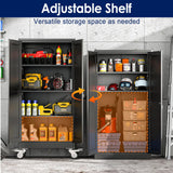 erosoei 61" H Metal Garage Storage Cabinet, Rolling Tool Cabinet with 2 Doors and Wheels, Locker Steel Cabinet with 3 Adjustable Shelves, Organization Cabinet for Garage,Office,Home,Gym,School（Black） erosoei