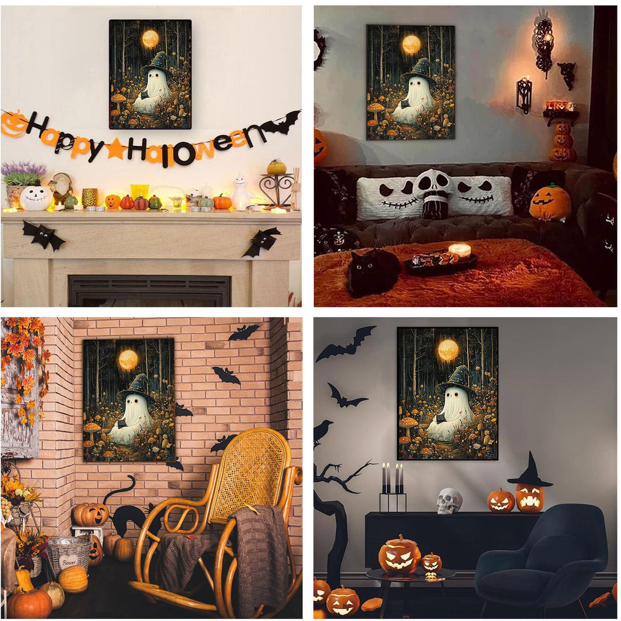 xackcme Spooky Paint by Numbers for Adults, Halloween Paint by Number on Canvas Without Frame, DIY Ghost Oil Painting for Gift Home Wall Decor (16x20 inch) xackcme