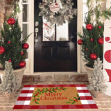 Christmas Red and White Plaid Rug, 28 x 43 Inches Cotton Hand-Woven Layered Door Mat for Front Porch, Entryway, Outdoor Holiday Decor, Washable Buffalo Check Rug for Home, Patio, Kitchen Homydecor