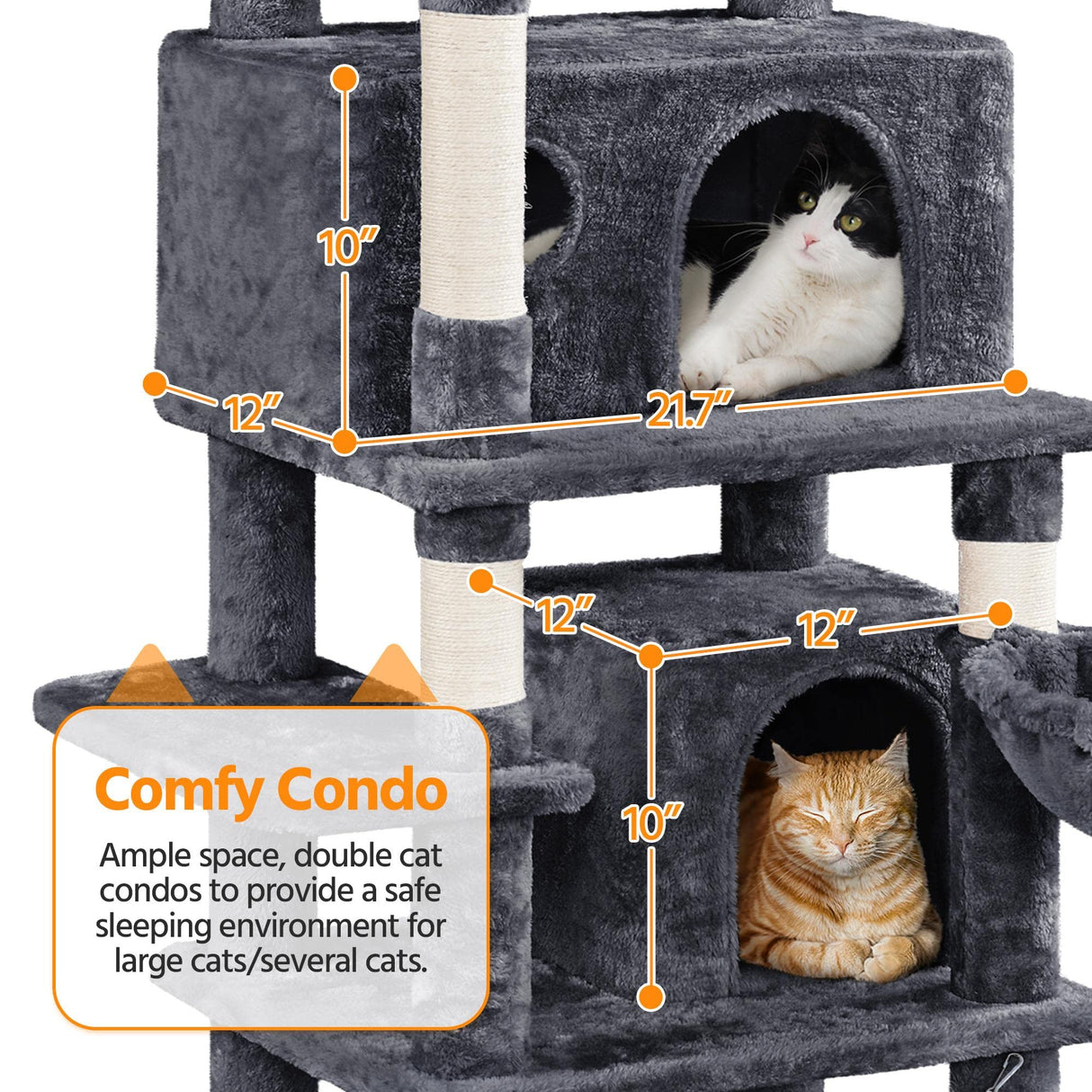 Yaheetech Cat Tree, 67in Cat Tower for Indoor Cats, Multi-Level Cat Condos with 3 Removable Cat Teaser Sticks, Activity Center Furniture Climbing Tower w/Scratching Posts, Hammock, Basket Yaheetech