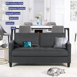 STHOUYN Comfy Loveseat Sofa Small Grey Couch, Small Love Seat Bedroom, Mid Century Modern Couches Living Room Dorm Office, 2 Seater Couch Deep Seat Sofas, 57”W (Dark Grey (Loveseat)) STHOUYN