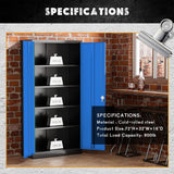 Greenvelly Metal Garage Storage Cabinet with Doors and Shelves, 72" Steel Lockable File Cabinet,Office Storage Cabinet Tall Metal Cabinet for Garage Office School Gym Warehouse(Black Blue) Greenvelly