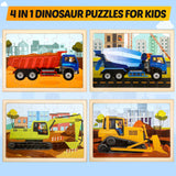 Wooden Vehicle Puzzles for Kids Age 3 4 5 Year Old, 4 Pack 24 Pcs Montessori Toddler Jigsaw Puzzles for Girl boy Activities Preschool Learning Educational Birthday Gift Travel Autistic Wooden Toys LACCHOUFEE
