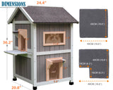 Rockever Outdoor Cat House, Large Outdoor Houses for Feral Cats Wooden Outside Cat Shelter Weatherproof with Escape Door Rockever