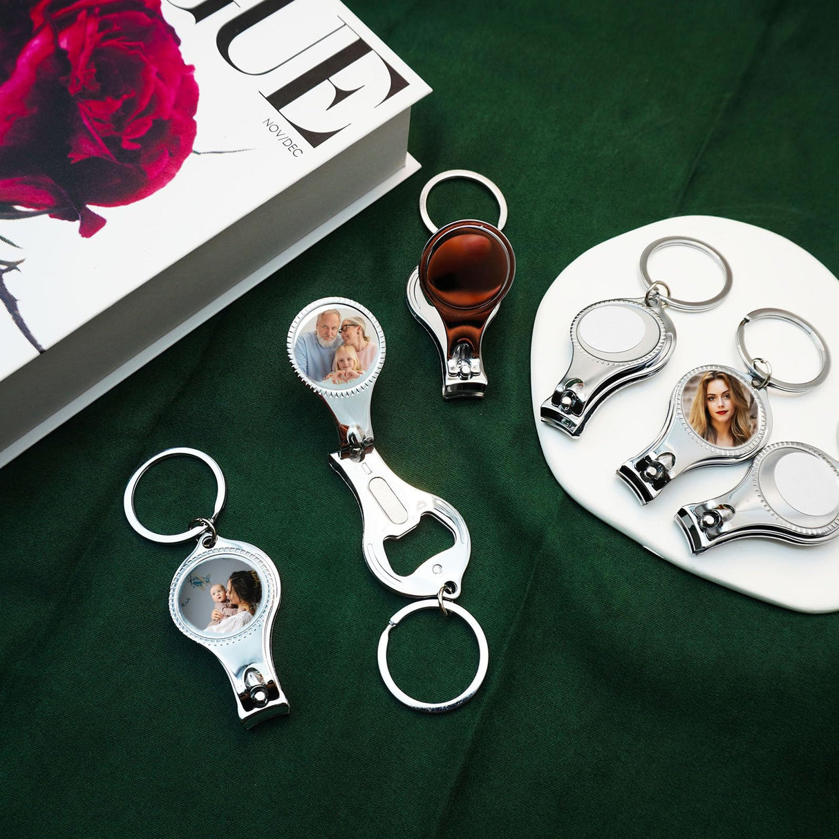 10 Pack Sublimation Fingernail Clipper Keychain with Blanks Metal Toe Nail Clippers Aluminum Charm Personalized Bottle Opener Keychains Blank Nail Cutter Trimmer Key Rings for DIY Photo Crafts Frinnovan