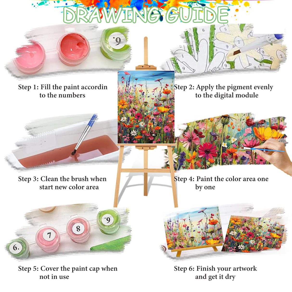 HITIRECOVI Wild Flowers Paint by Numbers Kits for Adults,Flower Paint by Numbers Kits,Adult Paint by Number Kits on Canvas Flowers,Home Wall Decor(16x20in) HITIRECOVI