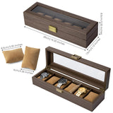 Lonian Watch Box, Watch Case for Men 6 Slots Wood Storage Watch Case Organizer with Glass Display Top Exquisite and Durable Lonian