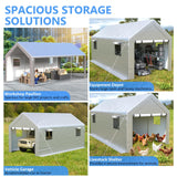 Jocoevol Carport 10x20 ft Heavy Duty with Roll-up Windows, Portable Garage with Removable Sidewalls & Doors, Car Canopy with Sandbags All-Season Tarp for Car Boat Truck Motorcycle Jocoevol