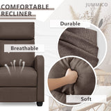 JUMMICO Recliner Chair Adjustable Home Theater Single Recliner Sofa Furniture with Thick Seat Cushion and Backrest Modern Living Room Recliners (Fabric, Brown) JUMMICO