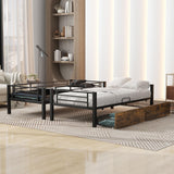 LUKEEHOM Metal Bunk Bed Twin Over Twin Convertible Twin Bunk Beds into 2 Individual Twin Size Bed with 2 Storage Drawers, No Box Spring Needed, Black LUKEEHOM
