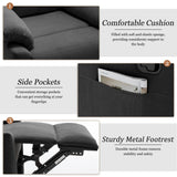 Recliner Chair for Adults, Small Recliner Chair for Small Spaces, Upholstered Corduroy Manual Recliner with Side Pockets, Reclining Chair for Living Room, Nursery, Black Korser