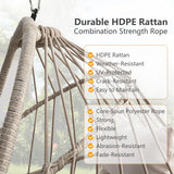Hanging Egg Chair Without Stand, HDPE Rattan Foldable Swing Chair with Aluminum Frame & UV Resistant Cushion, Hammock Egg Basket for Indoor Outdoor Bedroom Garden, 350Lbs Capacity (Cream White) DAIJIA CHINA