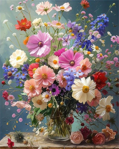 Flowers Paint by Numbers Kit for Adults,Flowers Paint by Number Kits for Beginner Acrylic On Canvas DIY Flower Oil Painting Kit Adults' Paint-by-Number Kits for Gift Home Wall Decor 16x20 Inch