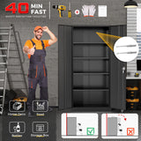 Pataku Metal Storage Cabinet, 72" Garage Cabinet with Doors and Shelves Lockable Steel Multifunctional Cabinet, Black Tool Cabinet for Garage, File Cabinet for Home, Office, Warehouse Pataku