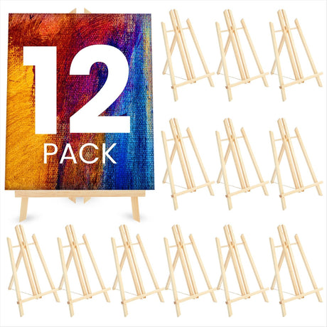 12 Pack 13.8-inch Table Top Easels for Painting and Canvas - Wooden Holder Stand for Kids and Artists - Canvas Holder Stand for Painting Juvale
