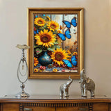 Diamond Painting Kits for Adults Sunflowers - Butterfly Diamond Art Kits for Adults, Round 5D Gem Art Kit for Adult Flowers DIY Crafts Kit Gift Home Wall Decor Gifts (16x12 inch) xackcme