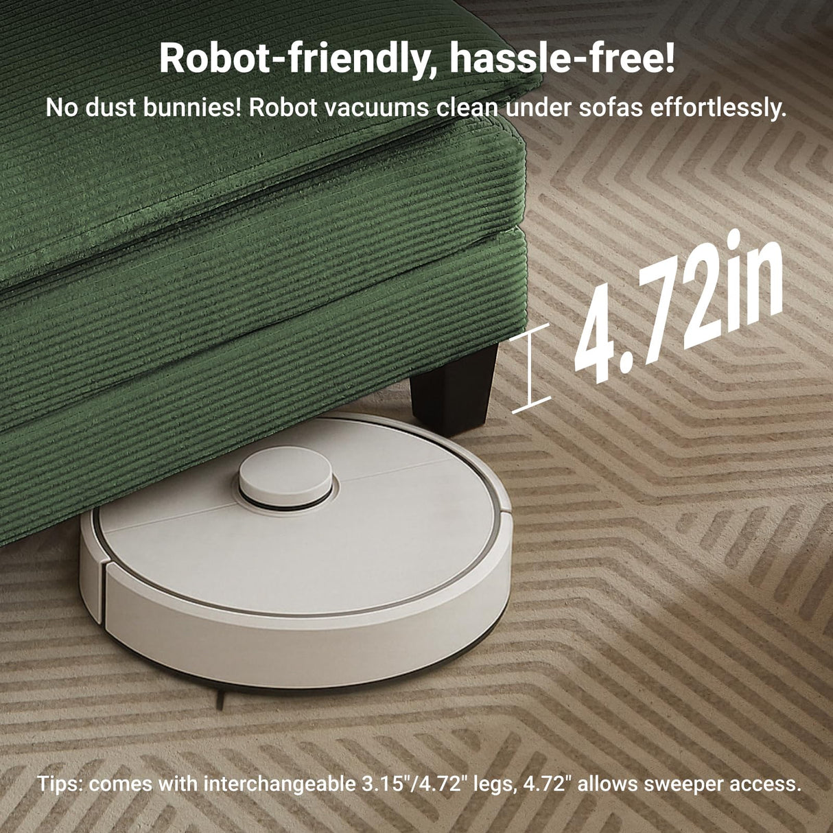 Amsleekey Modular Sectional Sofa, 111.5" U-Shaped Corduroy Comfy Sectional Couches for Living Room, 3-Seater Cloud Couches with 2 Movable Ottomans, Flexible Combination Modern Deep Seat Sofa (Green) Amsleekey