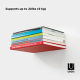 Umbra Conceal Floating Bookshelf, Large, Silver, Set of 3 Umbra