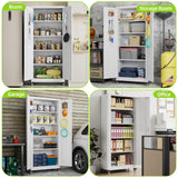 JAORD Garage Storage Cabinets with Wheels and Pegboard, 73" H Metal Storage Cabinet with Locking Doors and 4 Adjustable Shelves for Garage Home, Assembly Required, White JAORD
