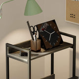 Bestier Computer Office Desk with Steel Frame, Reversible Book Shelves, Headphone Hook, Adjustable Feet, & Under Desk Storage, Grey Bestier