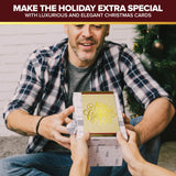 Decorably 16 Pack Gold Foil Embossed 5x7in Merry Christmas Cards with Envelopes and Stickers, 8 Elegant Designs Assorted Christmas Cards Boxed with Envelopes, with Printed Message Inside Decorably