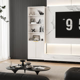 INNOD 72" Tall Book Shelf Bookcase with Doors, Floor Standing 7 Tier Bookshelf Display Shelves, Bookshelf with Storage Cabinet, Home Decor Furniture for Living Room Bedroom and Home Office INNOD