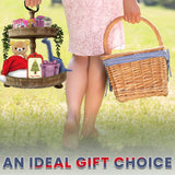 DECORIO Beautiful Farmhouse Slightly Distressed Two Tier Brown Wood Decorative Tray - Tiered Tray Stand - Two Tier Tray Tiered Tray Decor - Tiered Tray Large - 2 Tier Tray - Fall Decor 17" Large Round Decorio Decorate In Style