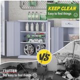 Greenvelly Metal Storage Cabinet,42" Lockable Storage Cabinet with Doors and Adjustable Shelves, Locking File Cabinet for Garage,Home,School,Pantry(Dark Grey) Greenvelly