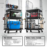 Savior Equipment Mobile Tackle Station Pro 16 Fishing Rod Holder Cart w/Wheels, Adjustable Rack For Different Rod & Reel, 3-Level Fishing Gear Storage Pole Organizer For Garage Home Indoor Use, Black Savior Equipment