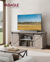 VASAGLE TV Stand for TVs up to 65 Inches, Farmhouse Entertainment Center with Sliding Barn Doors, TV Console Table for Living Room, Heather Greige ULTV324K02 VASAGLE
