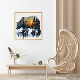 DIYCYCY Easy Paint by Numbers Kit for Adults Beginner,Forest Bear Paint by Number Canvas for Adults,Sunset Landscape DIY Acrylic Oil Number Painting for Adult Home Wall Decor 16x16in (Without Frame) DIYCYCY