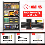 72" H Garage Shelving Unit, 5-Tier Heavy Duty Storage Shelves, 2000 lbs Capacity, Industrial Utility Rack Shelf, 72" H x 35.4" W x 15.7" D Adjustable Metal Shelving for Warehouse Kitchen Basement Metallitrend